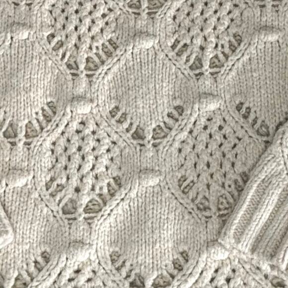 American Eagle Textured Loose Knit Pointelle Sweater Women's XS | Ivory Wool - Picture 4 of 10